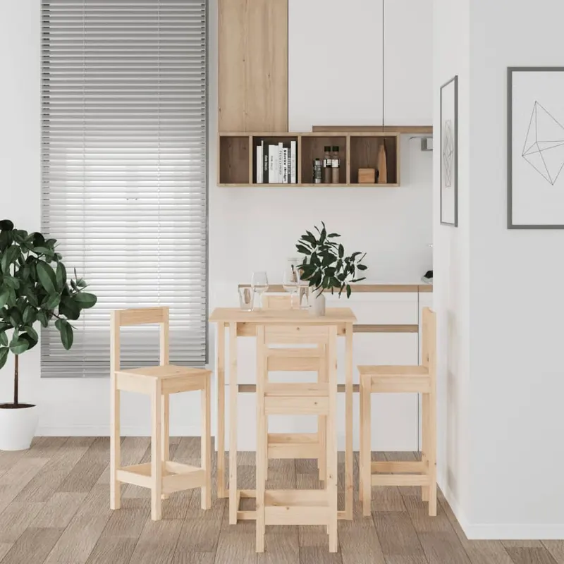 set mobilier de bar, 5 piese, lemn masiv de pin