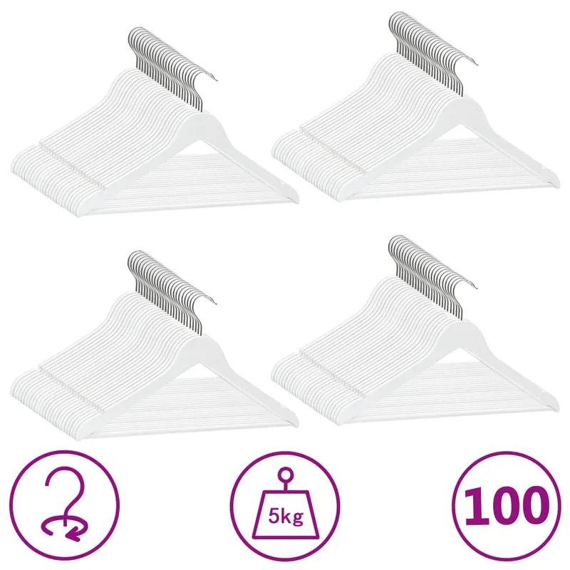 set umerase anti-alunecare, alb, 100 buc., lemn esenta tare