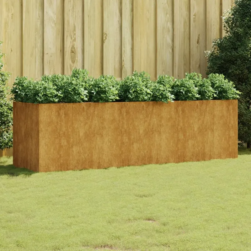 strat inaltat de gradina, 280x80x80 cm, otel corten