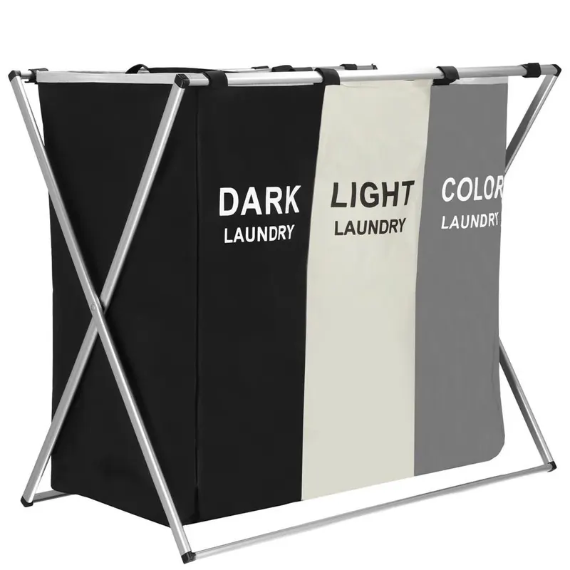 Cos rufe 3 compartimente cadru aluminiu 146 litri, 68x40x60 cm, organizare, negru