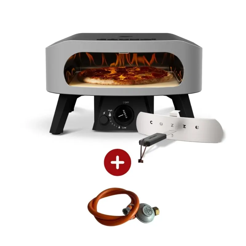 Cuptor pizza pe gaz 34cm Cozze Classic cu piatra pizza + regulator gaz