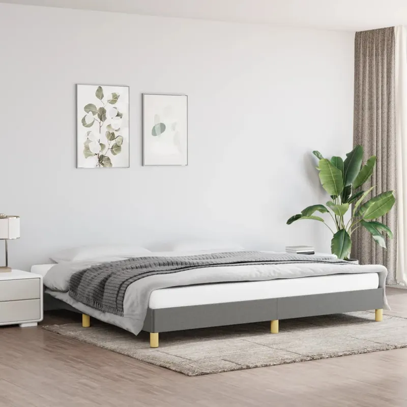 cadru de pat fara saltea, gri inchis, 200x200 cm, textil