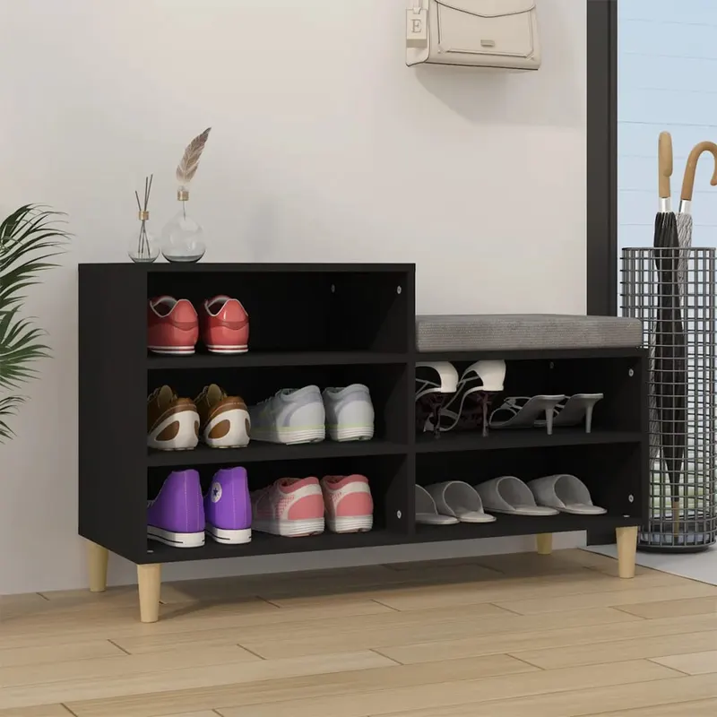 pantofar, negru, 102x36x60 cm, lemn compozit