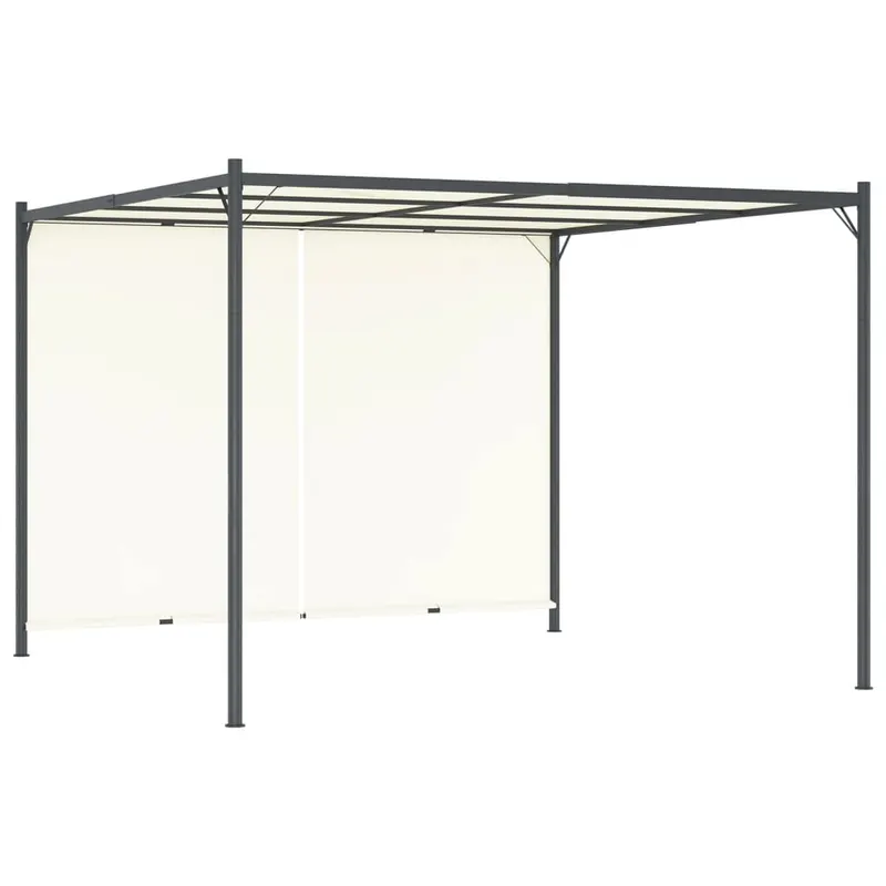 pergola cu acoperis rabatabil, alb crem, 3 x 3 m, otel