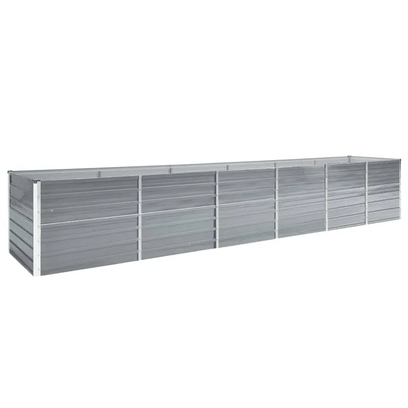 Strat inaltat gradina, gri, 480x80x77 cm, otel galvanizat