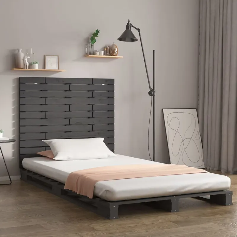 tablie de pat pentru perete, gri, 106x3x91,5 cm, lemn masiv pin