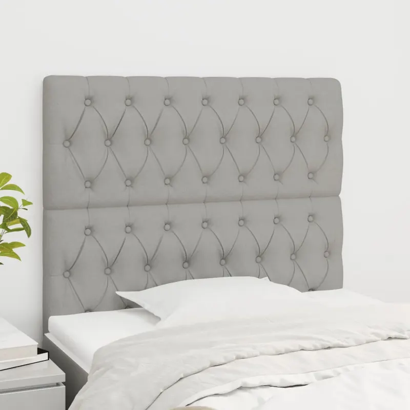 tablii de pat, 2 buc, gri deschis, 90x7x78/88 cm, textil