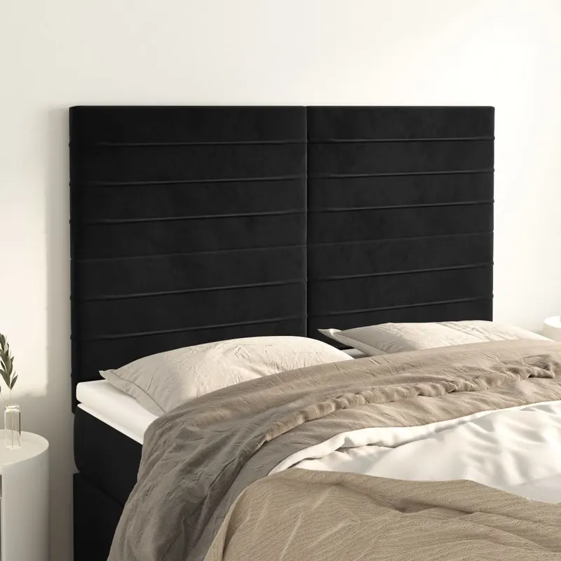 tablii de pat, 4 buc, negru, 72x5x78/88 cm, catifea