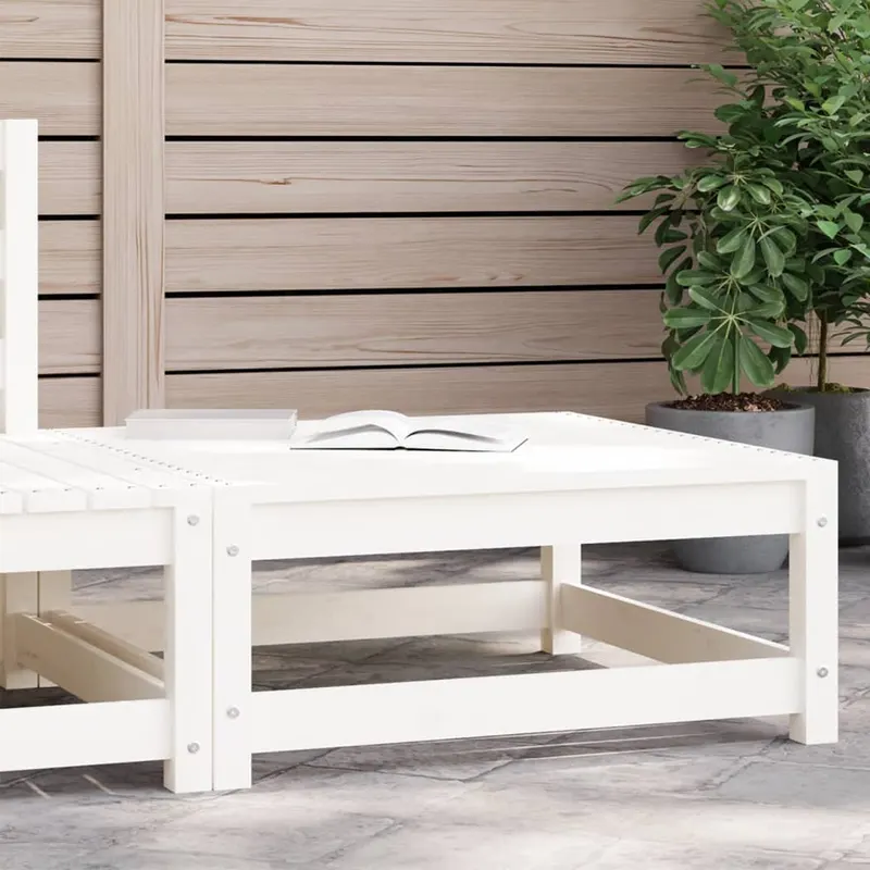 taburet de gradina, alb, 70x70x30 cm, lemn masiv de pin
