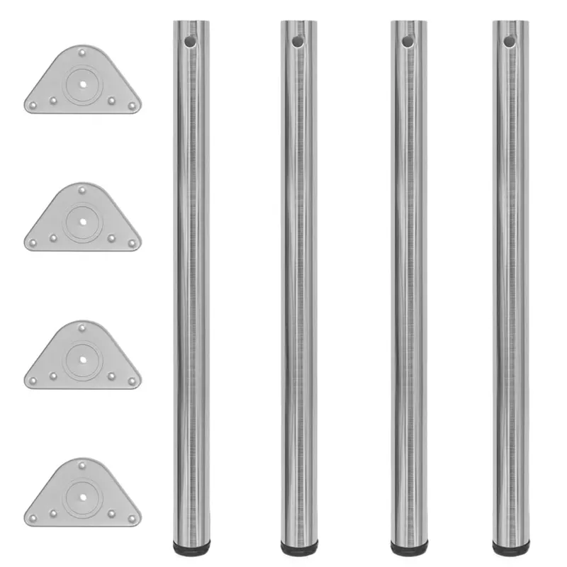 Picioare de masa din nichel slefuit, inaltime reglabila, 4 buc, 870 mm