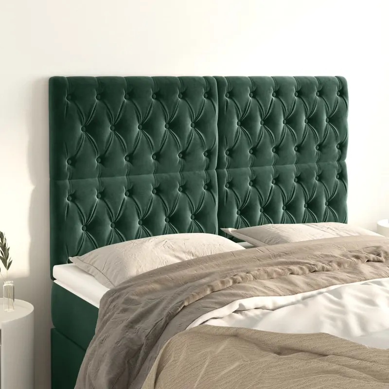 tablii de pat, 4 buc, verde inchis, 72x7x78/88 cm, catifea