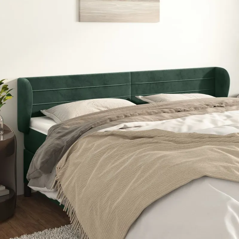 tablie de pat cu aripioare verde inchis 183x23x78/88 cm catifea