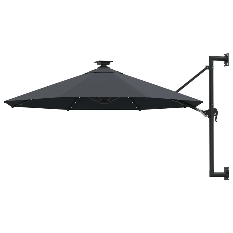 umbrela de soare montata pe perete cu led-uri, antracit, 300 cm