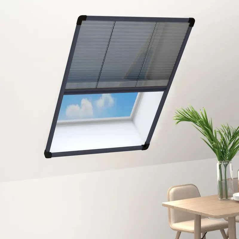 plasa insecte plisse de ferestre, antracit, 80x120 cm, aluminiu