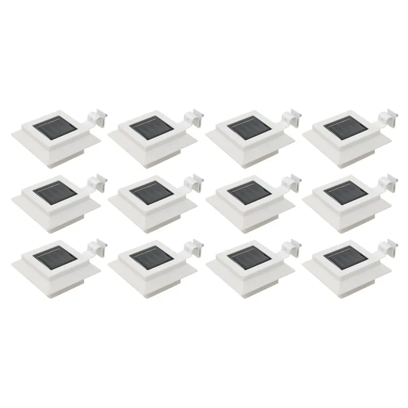 lampi solare de exterior, 12 buc., alb, 12 cm, patrat, led