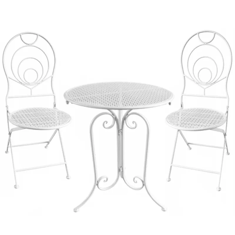 Set mobilier gradina metalic elba 2 scaune pliabile masa, design compact, alb