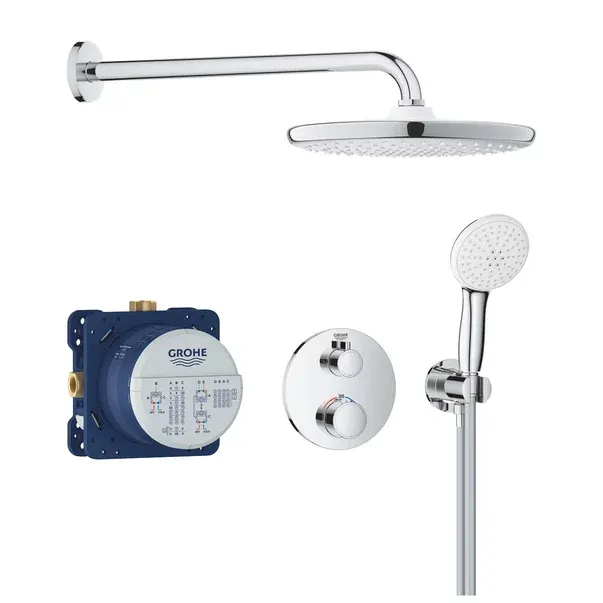 Sistem de dus Grohe 34872000, 250 mm, 1 bar, 110 mm, 1.5 m, 380 mm, 1 functii palarie dus, 1 functii para dus, Crom