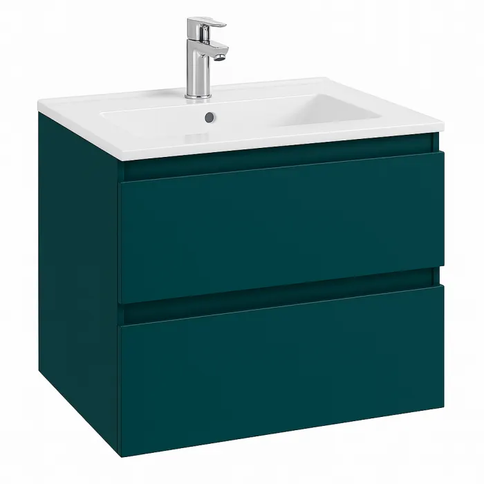 Dulap baie suspendat 60 cm, verde inchis mat, pentru lavoar, Defra Como