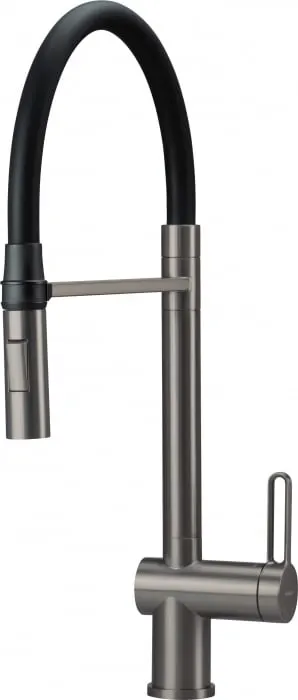 Baterie pentru chiuveta bucatarie, titan, cap mixer, pipa flexibila, 2 tipuri de jet, Deante Magnetic
