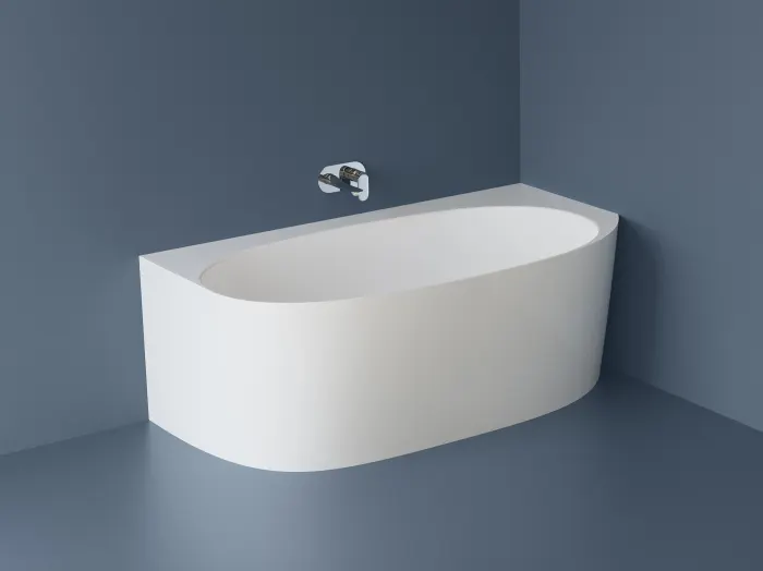 Cada freestanding dreptunghiulara, compozit alb lucios, 160x84x56 cm, Versailles