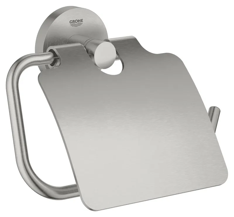 Suport hartie igienica Grohe 41179DC0, Essentials, pe perete, metal, mat, otel satinat