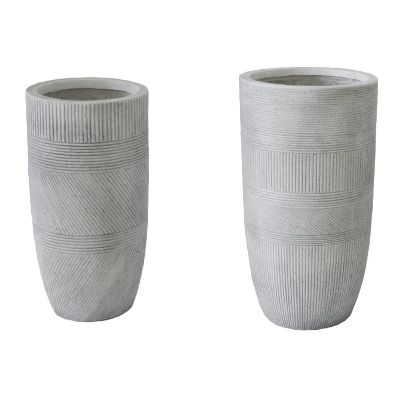 Set 2 Ghivece Ceramice Negani, Gri Deschis, Ceramică, Compacte - Transformă-ți casa cu stil!, 34x34x63 cm - Gri