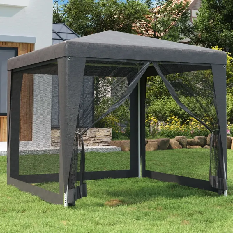 cort de petrecere 4 pereti din plasa antracit 2,5x2,5 m hdpe