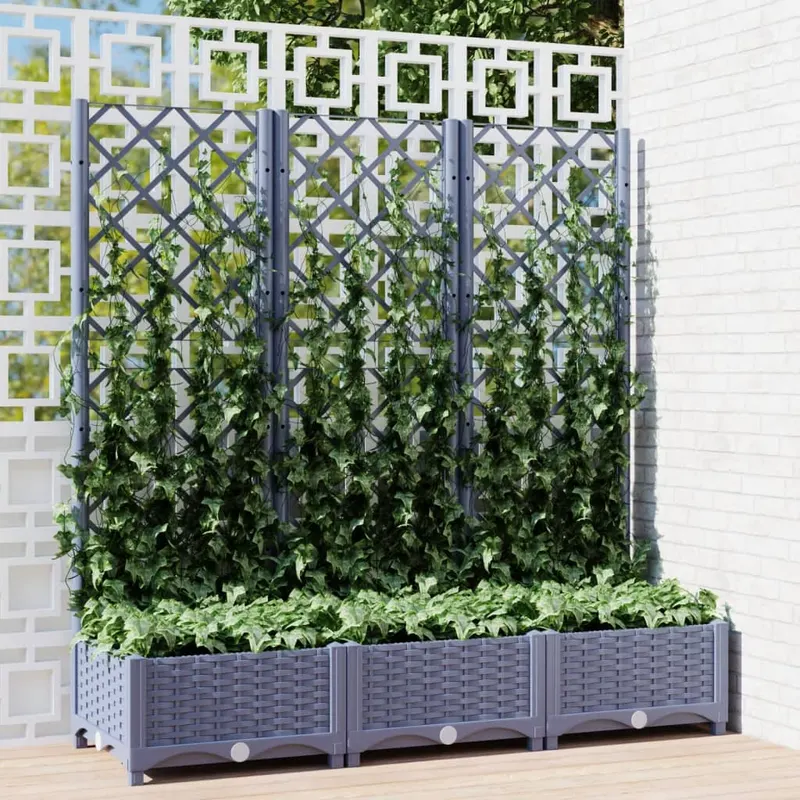 jardiniera de gradina cu spalier,gri inchis,120x40x121,5 cm, pp