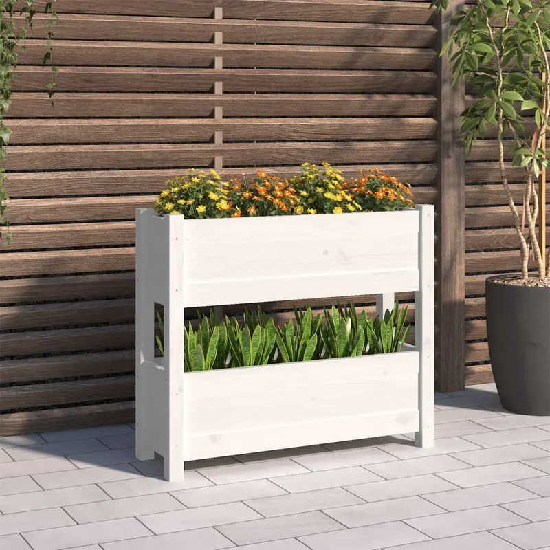 jardiniera, alb, 77x25x66 cm, lemn masiv de pin