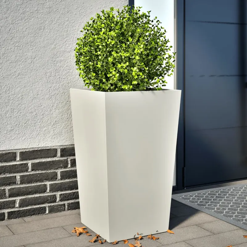 jardiniere de gradina, 2 buc., alb, 45x45x75 cm, otel