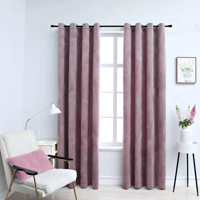 perdele opace cu inele 2 buc. roz antichizat 140x175 cm catifea