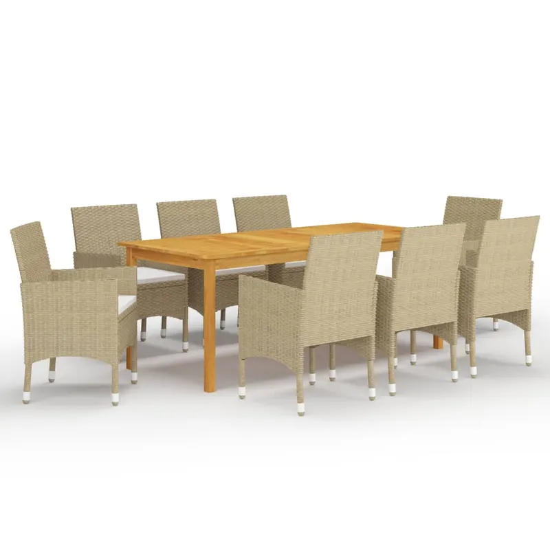 set mobilier de gradina, 9 piese, bej