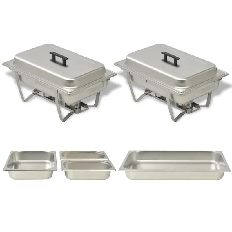 set vase incalzire mancare, 2 piese, otel inoxidabil