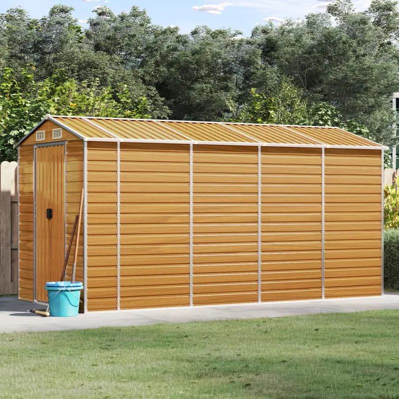 sopron de gradina, maro deschis, 191x385x198 cm otel galvanizat