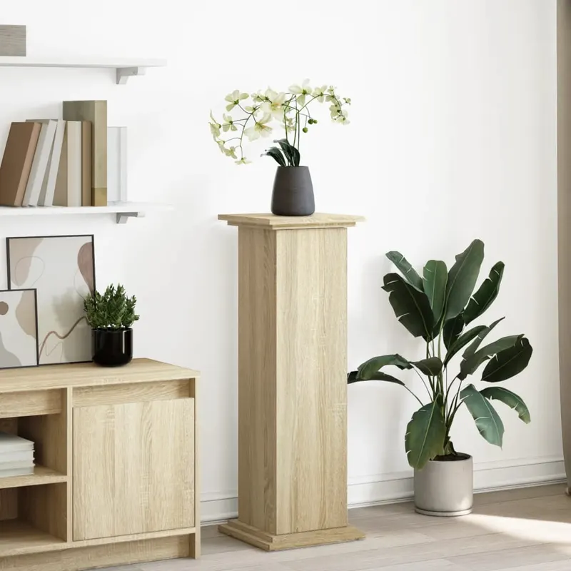 suport prezentare cu depozitare sonoma stejar 31x30x90 cm lemn