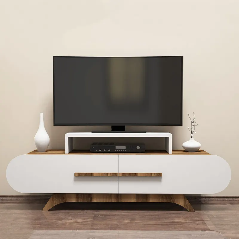 Comoda TV cu Spatiu Pentru Receiver Rose - Walnut, White 145 X 49.8 X 36.8