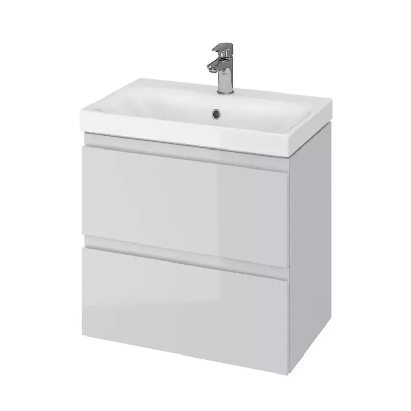 Dulap pentru lavoar Cersanit Moduo, suspendat, 60 x 38 x 57 cm, setar, lucios, gri, S929-003