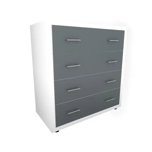 Comoda Torino cu sertare Alb / Gri, 85 x 89 x 42 cm