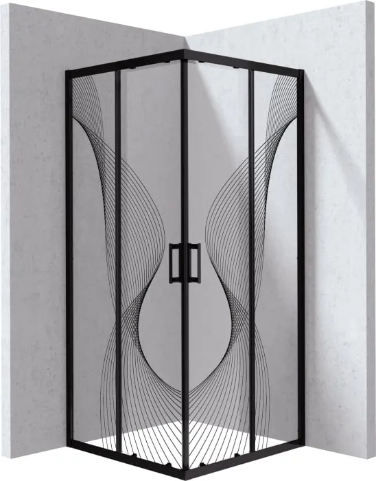 Cabina de dus neagra patrata 80x80 cm cu sticla model val Deante Funkia Evo