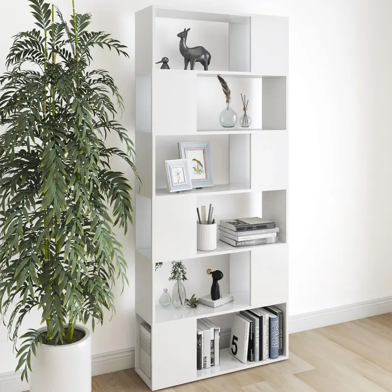 biblioteca/separator camera, alb, 80x24x186 cm, pal