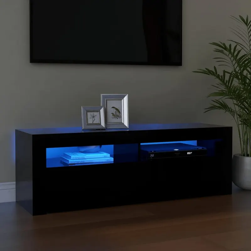 comoda tv cu lumini led, negru, 120x35x40 cm
