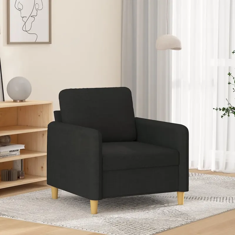 fotoliu canapea, negru, 60 cm, material textil