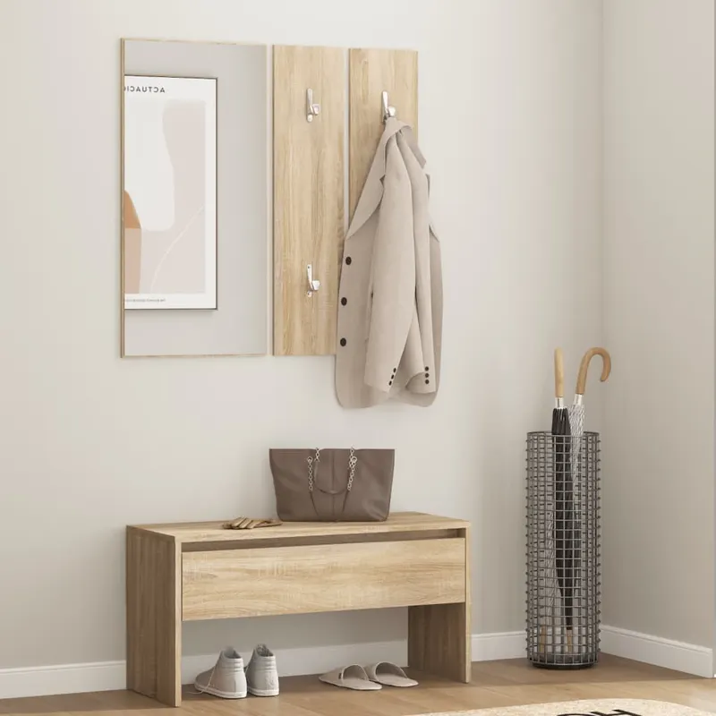 set de mobilier pentru hol, stejar sonoma, lemn prelucrat