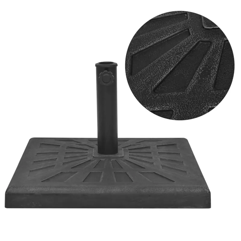 suport umbrela de soare, rasina, patrat, negru, 19 kg