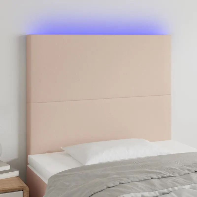 tablie de pat cu led, cappuccino, 100x5x118/128 cm, piele eco