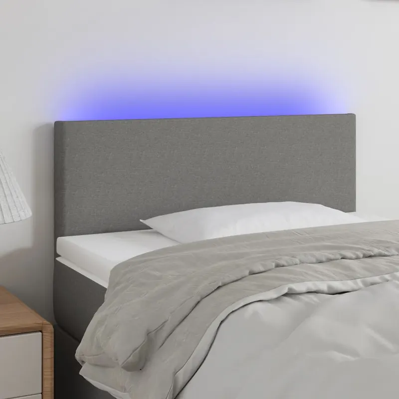 tablie de pat cu led, gri inchis, 80x5x78/88 cm, textil