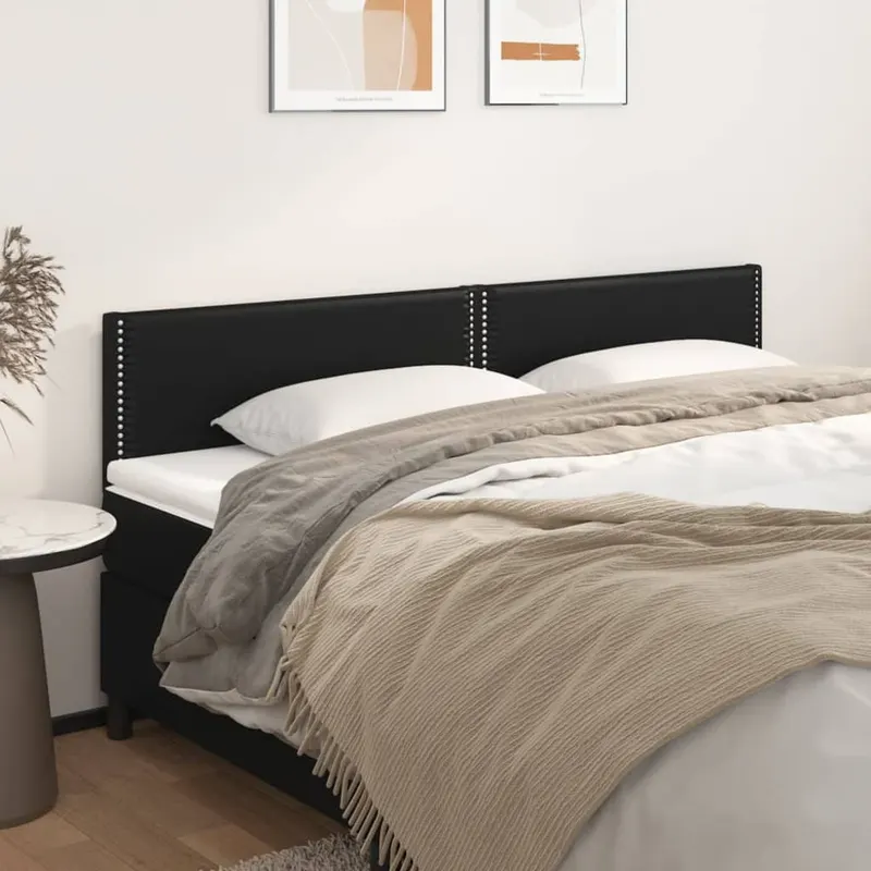 tablii de pat, 2 buc, negru, 90x5x78/88 cm, piele ecologica