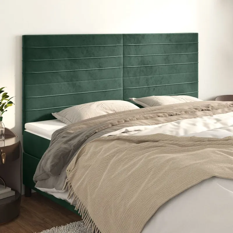 tablii de pat, 4 buc, verde inchis, 80x5x78/88 cm, catifea