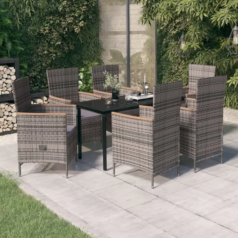 set mobilier pentru gradina, cu perne, 7 piese, gri