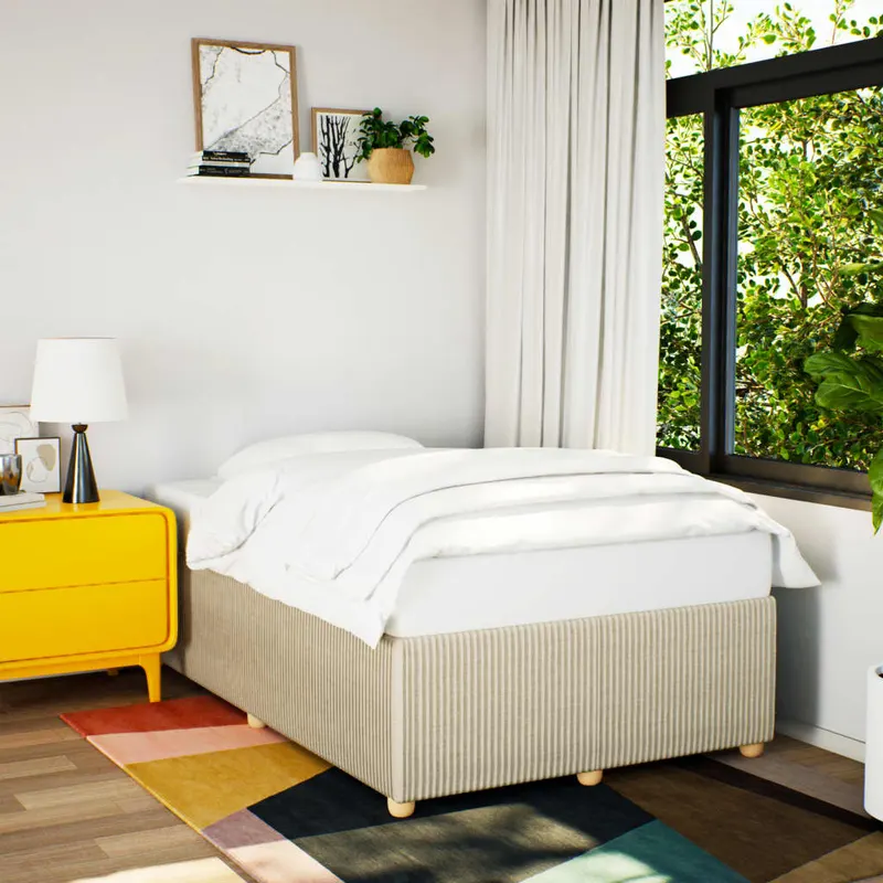 cadru de pat, crem, 120x190 cm, material textil